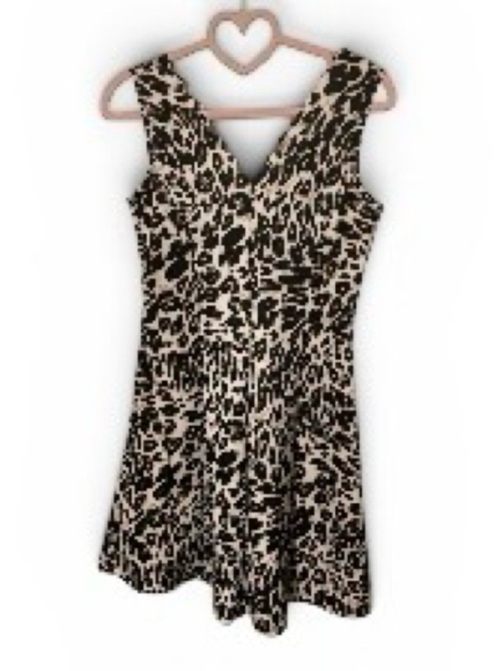 Leopard Print V-Neck Mini Dress - Black & Cream